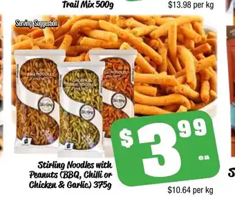 Farmer Jack's Stirling Noodles with Peanut (BBQ, Chili or Chicken & Garlic) 1kg offer