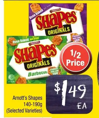 Farmer Jack's Arnott's Shapes 140-190g offer