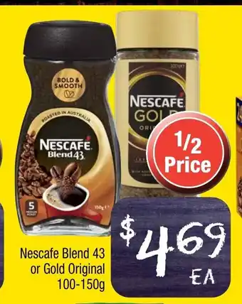 Farmer Jack's Nescafe Blend 43 or Gold Original 100-150g offer