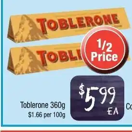 Farmer Jack's Toblerone 360g offer