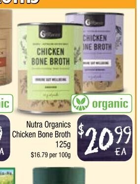 Farmer Jack's Nutra Organics Chicken Bone Broth 125g offer