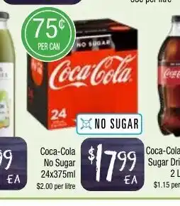 Farmer Jack's Coca-Cola No Sugar 24x375ml offer