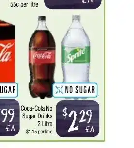 Farmer Jack's Coca-Cola No Sugar Drinks 1 Litre offer