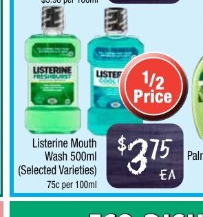 Farmer Jack's Listerine Mouth Wash 500ml offer