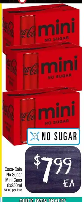Farmer Jack's Coca-Cola No Sugar Mini Cans 8x250ml offer