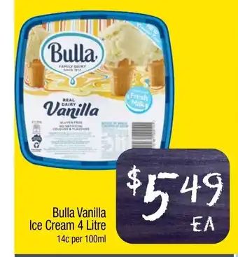 Farmer Jack's Bulla Vanilla Ice Cream 4 Litre offer
