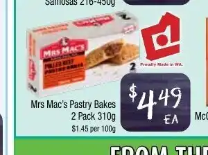 Farmer Jack's Mrs Mac's Pastry Bakes 2 Pack 310g offer