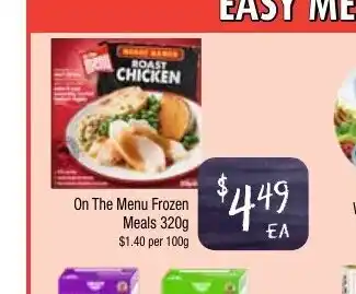 Farmer Jack's On the Menu Frozen Meals 320g offer