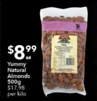 Yummy Natural Almonds 500g
