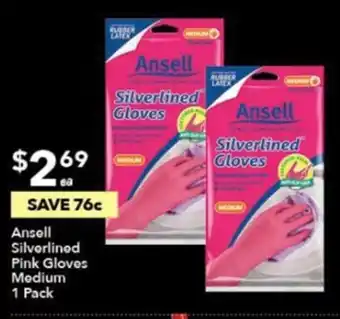 Ansell Silverlined Pink Gloves Medium 1 Pack