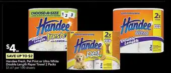 Ritchies Handee Fresh, Pet Print or Ultra White Double Length Paper Towel 2 Packs offer