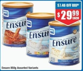 Chemist Warehouse Ensure 850g Assorted Variants offer
