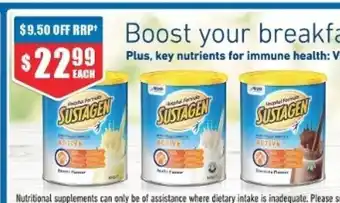 Chemist Warehouse Sustagen Hospital Active Plus Fibre 840g Assorted Variants offer