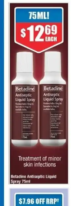 Chemist Warehouse Betadine Anaesthetic Liquid Spray 75ml offer