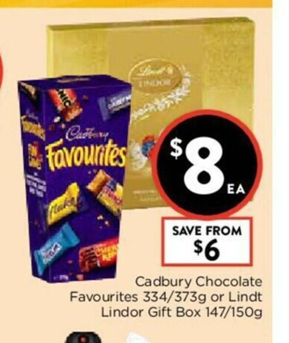 Cadbury Chocolate Favourites 334/373g ir Lindt Lindor Gift Box 147/150g