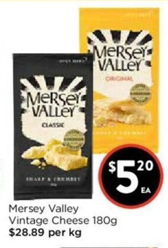 Foodworks Mersey Valley Vintage Cheese 180g offer