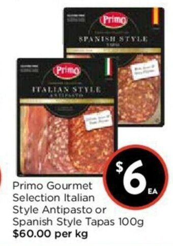 Foodworks Primo Gourmet Selection Italian Style Antipasto or Spanish Style Tapas 100g offer