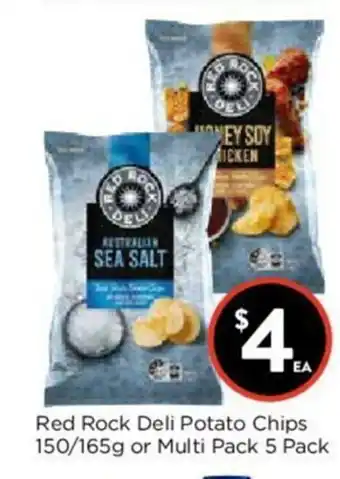 Foodworks Red Rock Deli Potato Chips 150/165g or Multi Pack 5 Pack offer