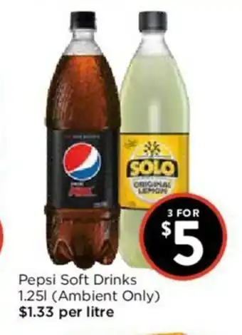 Foodworks Pepsi Soft Drinks 1.25Lt (Ambient Only) offer