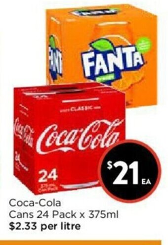 Foodworks Coca-Cola Cans 24 Pack x 375ml offer