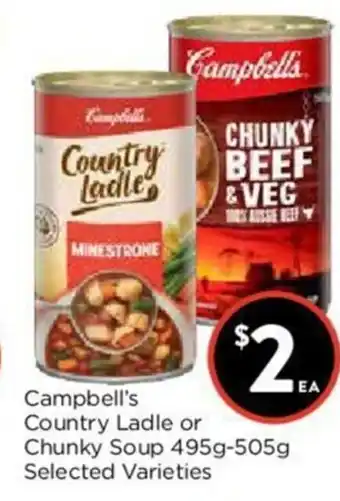 Foodworks Campbell's Country ladle or Chunky Soup 495g-505g offer