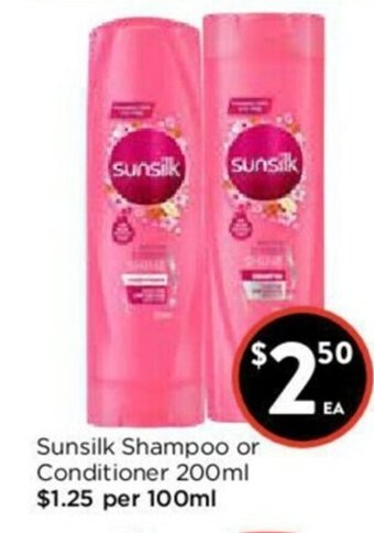 Foodworks Sunsilk Shampoo or Conditioner 200ml offer