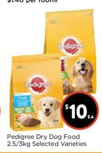 Foodworks Pedigree Dry Dog Food 2.5/3kg Selected Varieties offer