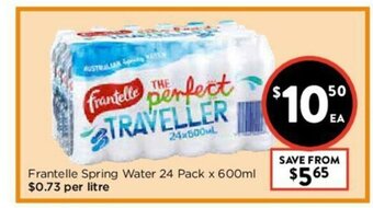 Foodworks Frantelle Spring Water 24 Pack x 600ml offer