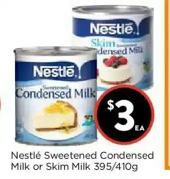 Foodworks Nestle Sweetened Condensed Milk or Skim Milk 395/410g offer