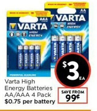 Varta High Energy Batteries AA/AAA 4 Pack