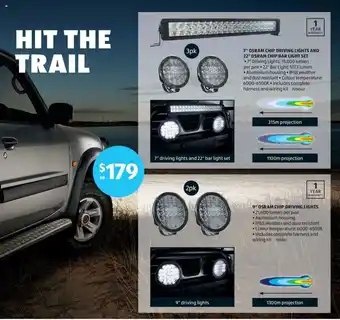 ALDI 7" OSRAM Chip Driving Light and 22" OSRAM Chip Bar Light Set / 9" OSRAM Chip Driving Lights offer