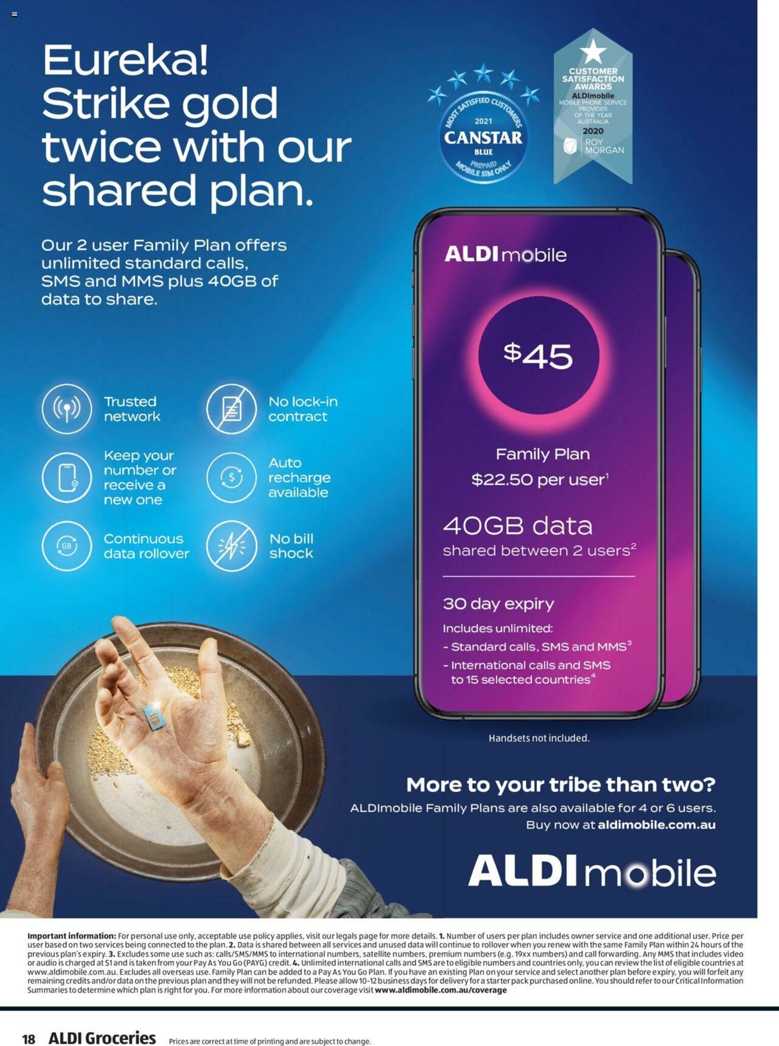 Aldi Mobile 40GB data Shared Between 2 Users offer at ALDI