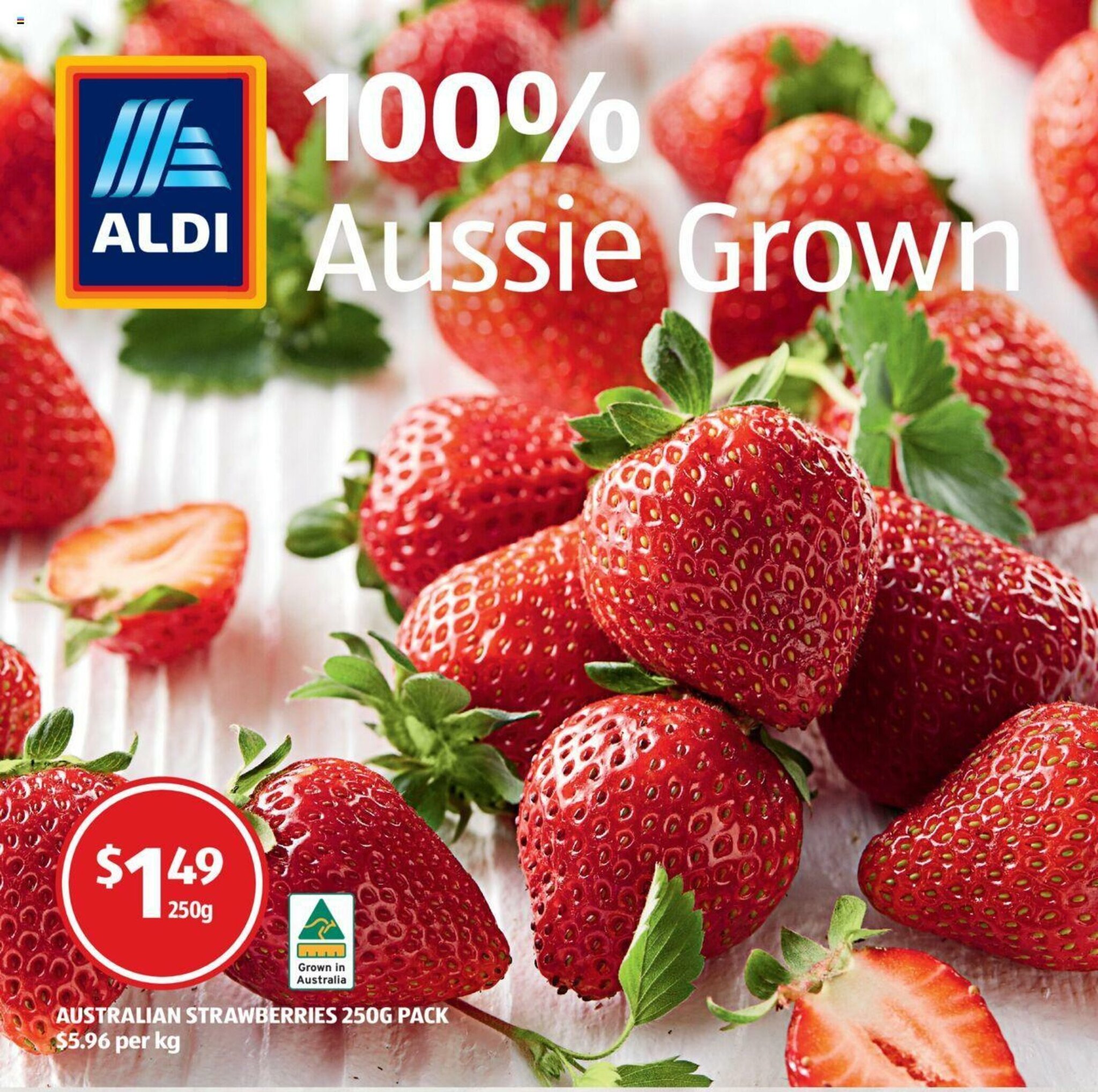 Australian Strawberries 250g pack offer at ALDI