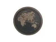 LivingStyles Map of The World Round Framed Canvas Wall Art Print with LED, 100cm offer