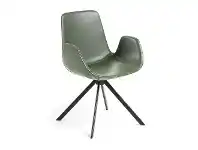 LivingStyles Lambeth PU Leather & Steel Dining Armchair, Green offer