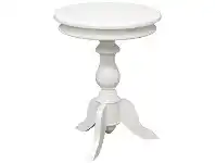 LivingStyles Tillion Mahogany Timber Round Wine Table, 50cm, White offer
