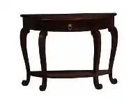 LivingStyles Cabriol Mahogany Timber Half Round Sofa Table, Chocolate offer