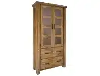 LivingStyles Serafin Rustic Pine Timber 2 Door 4 Drawer Display Cabinet offer
