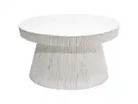 LivingStyles Laminasi Rattan Round Coffee Table, 80cm, White offer