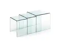LivingStyles Glacier 3 Piece Glass Nesting Table Set, Clear offer