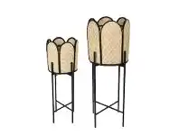 LivingStyles Rivkah2 Piece Rattan Planter on Metal Stand offer