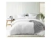 LivingStyles Vintage Design Homeware Lee Stonewashed Cotton Quilt Cover Set, King, White offer