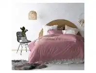 LivingStyles Vintage Design Homeware Gypsy Tassel Washed Cotton Quilt Cover Set, Double, Smokey Rose offer