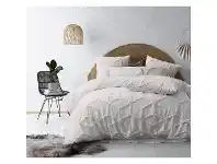 LivingStyles Vintage Design Homeware Dreamweaver Cotton Quilt Cover Set, Queen, White offer
