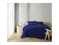 LivingStyles Vintage Design Homeware August Cotton Chenille Quilt Cover Set, Double, Navy offer