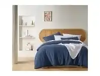 LivingStyles Vintage Design Homeware French Linen Quilt Cover Set, Double, Brilliant Blue offer