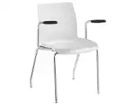 LivingStyles Pod Stackable Client Chair with Arm, 4 Leg, White offer