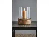 Amalfi Glass & Wood Hurricane Lamp, Large