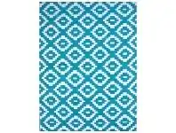 LivingStyles Chatai Aztec No.004 Reversible Outdoor Rug, 270x180cm, Aqua/White offer