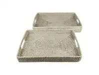 LivingStyles Bay 2 Piece Rattan Rectangular Tray Set offer